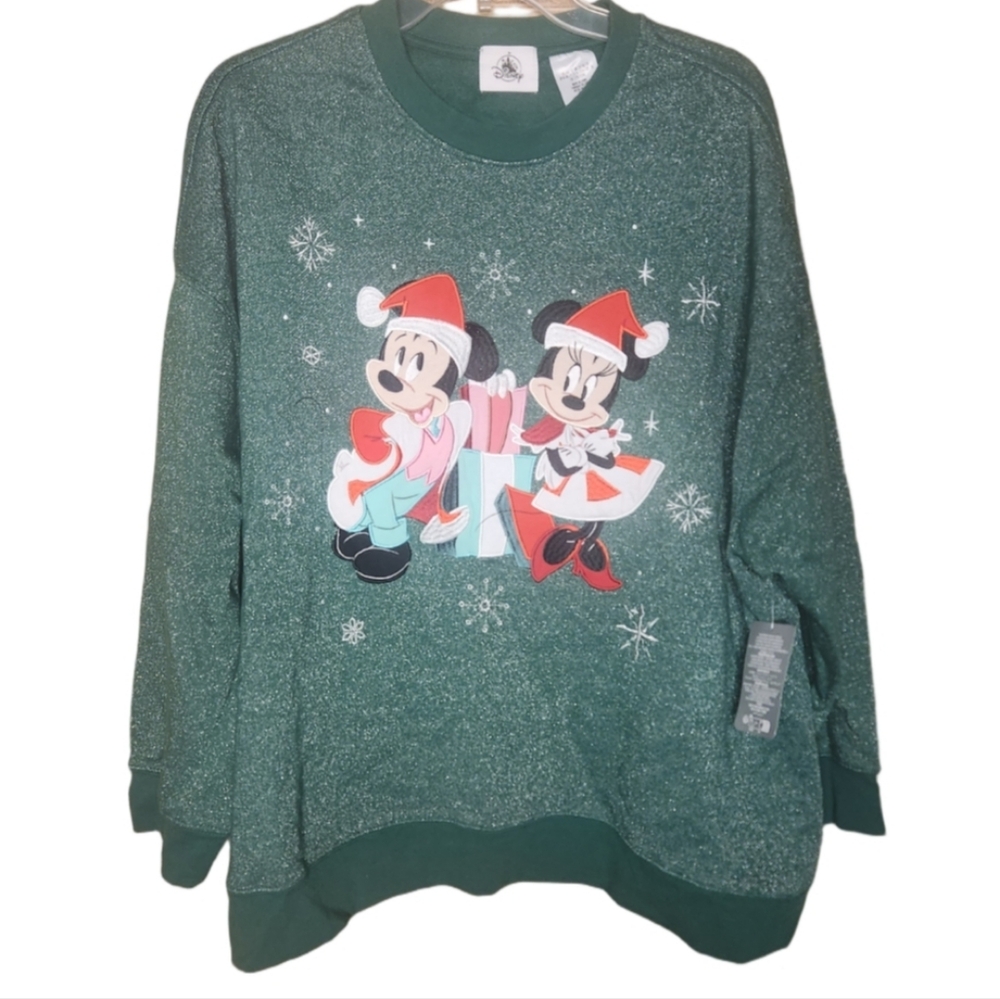 Disney Parks Santa Mickey and Minnie.Sweatshirt Sie X Nwt